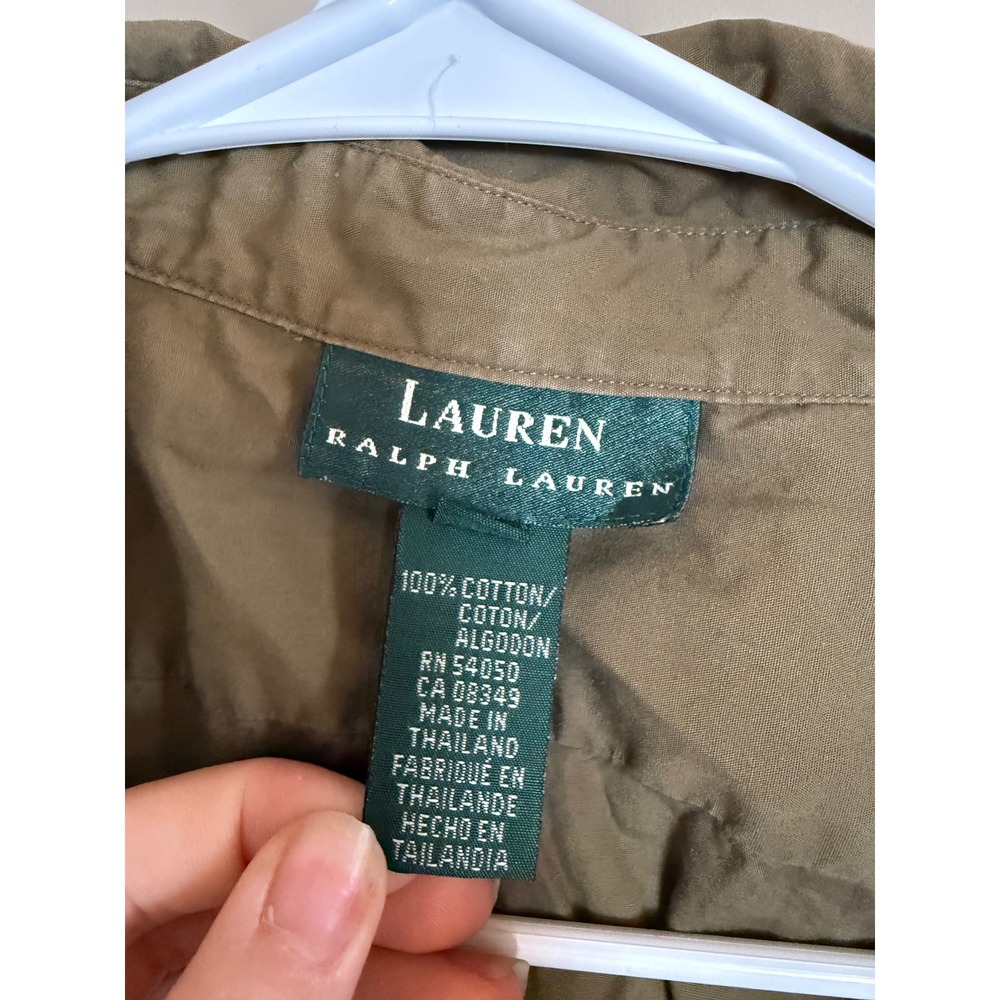 Lauren‎ Ralph Lauren Womens Olive Green Cotton Button Down Shirt LRL Logo - Picture 2 of 3